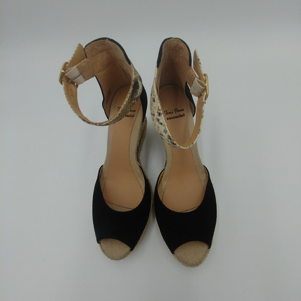 Women's Toni pons Amanda Black Suede Wedge Size 39 (US 8-8.5)M